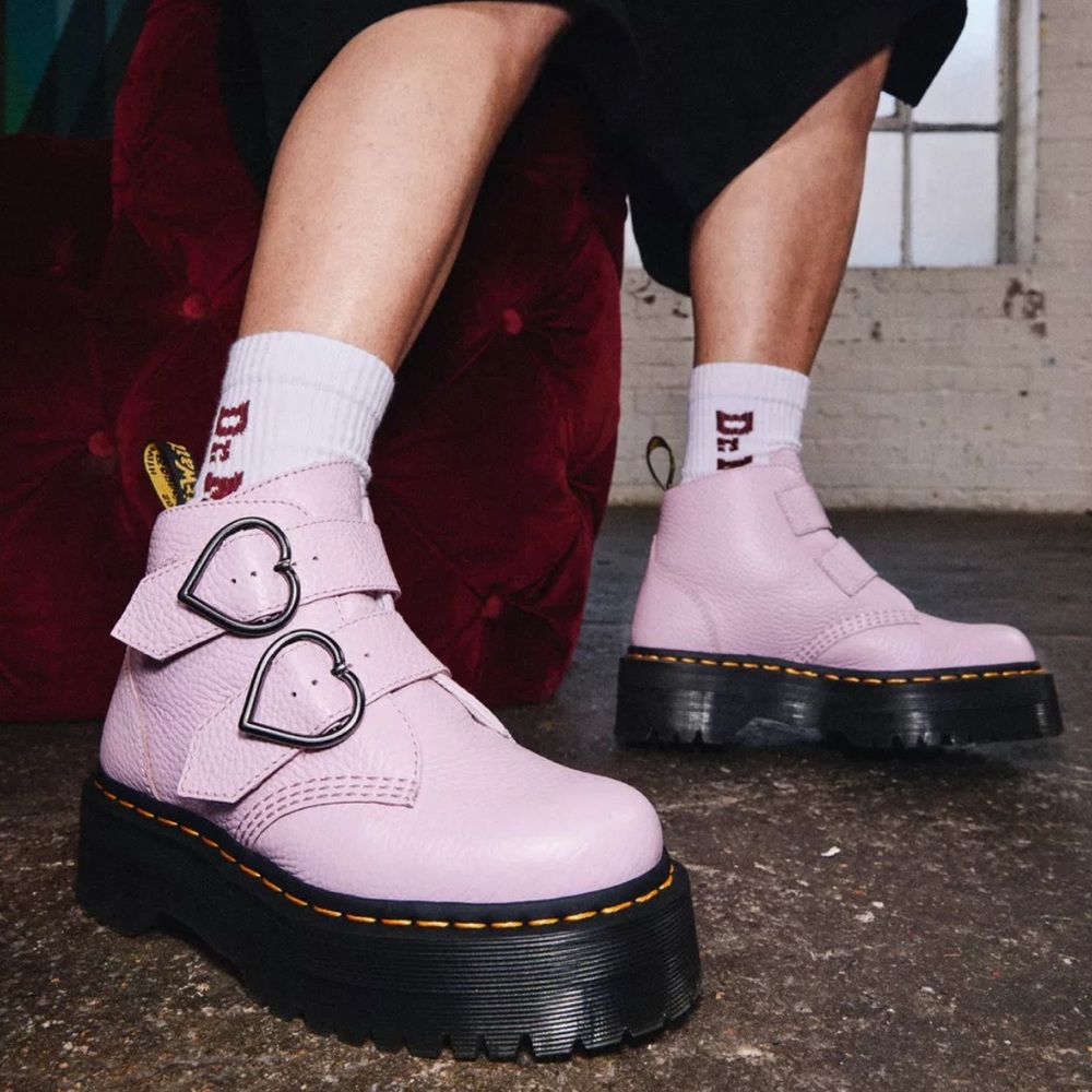 Dr. Martens Pink/Lav Combat Booties - Picture 3 of 5